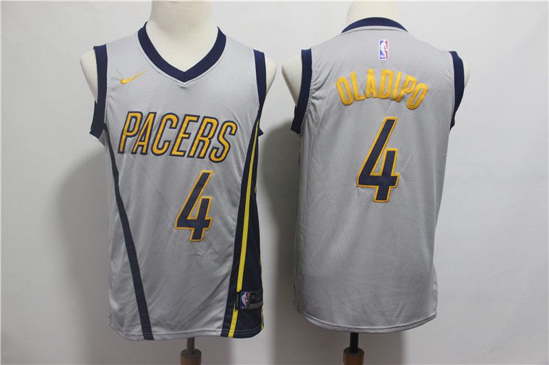 Men Indiana Pacers 4 Oladipo Grey City Edition Game Nike NBA Jerseys